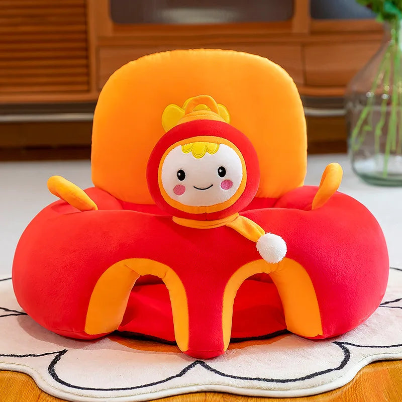 Babies-Preschoolers Upholstered Soft Velvet Fabric Electric Embroidery Cute Cartoon Animal Face Images Learning Seat Chairs/Ages: Newborn 0-3 Years + Older/Colors-Orange/Green/Gray/Black/Brown/Red/Multicolor/Checkered/Animals
