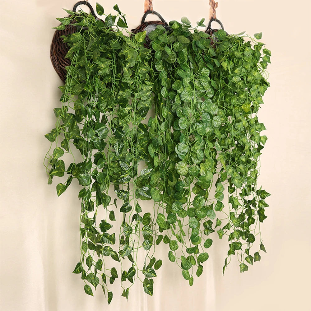 Green Plastic Non-Flowering Artificial Hanging Ivy Magnoliopsida Climbing Vine
