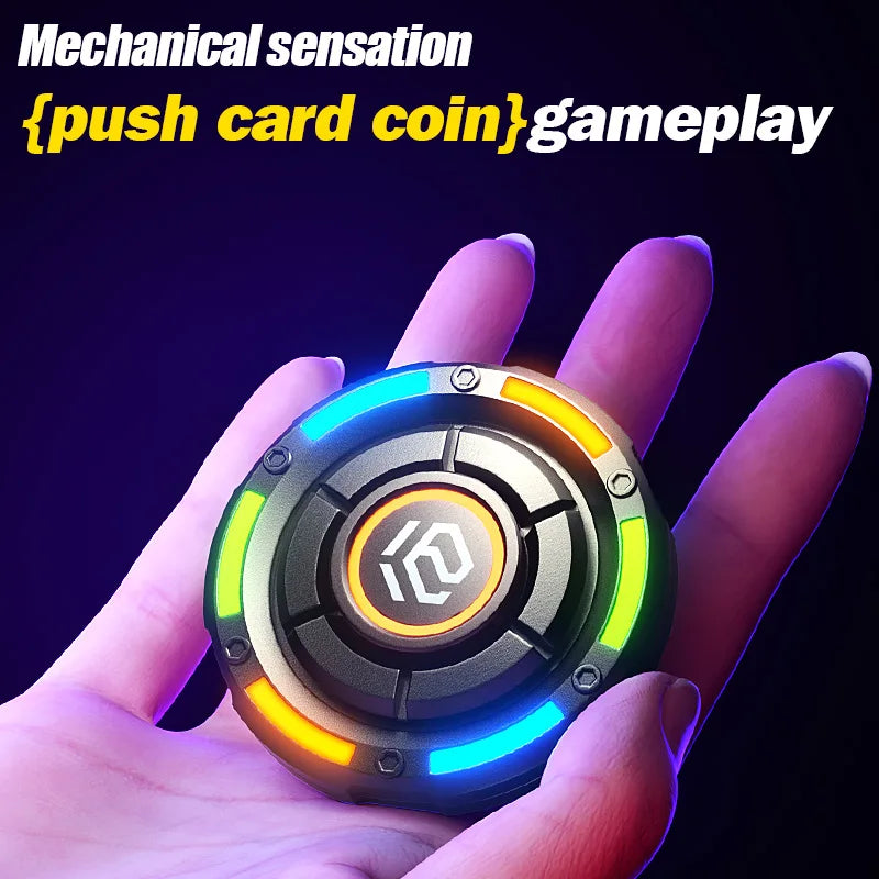 YIJOO 3 In 1 Round Aluminum Hand Twist RGB Mechanical Roulette Glowing Tricolor Switchable Lighting-Sound Effects Pushing Eye-Hand-Finger Spinning Toys/Colors-Black/Gray/Silver/Ages: Young Adults 13-18 + Years Older