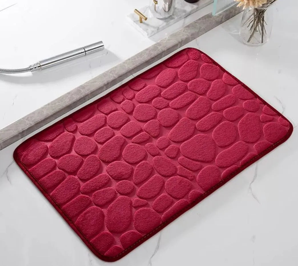 Soft Durable Memory Foam Non-Slip Printed Pebble-Like Coral Stone Design Polyester Bathroom Mats/ Colors-Grey/ Light Yellow/Russet/Size: 40x60 cm