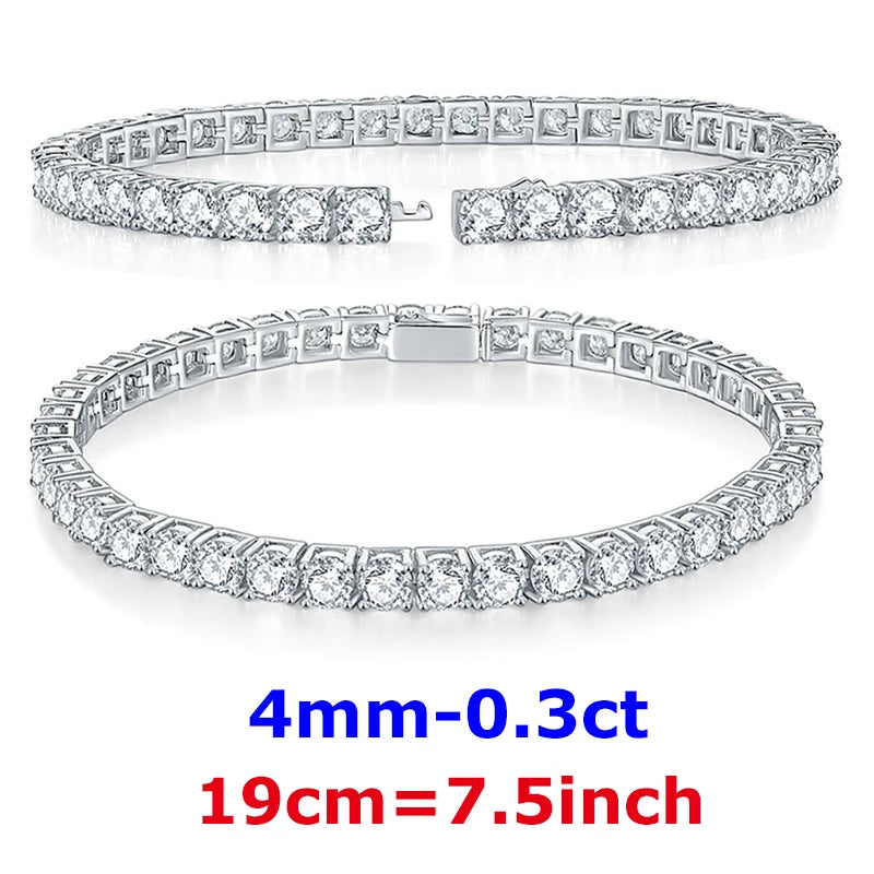 DJMAX 3-6.5mm Full Moissanite Tennis Bracelet For women Original 925 Sterling Silver Man's Moissanite Tennis Chain New 2023
