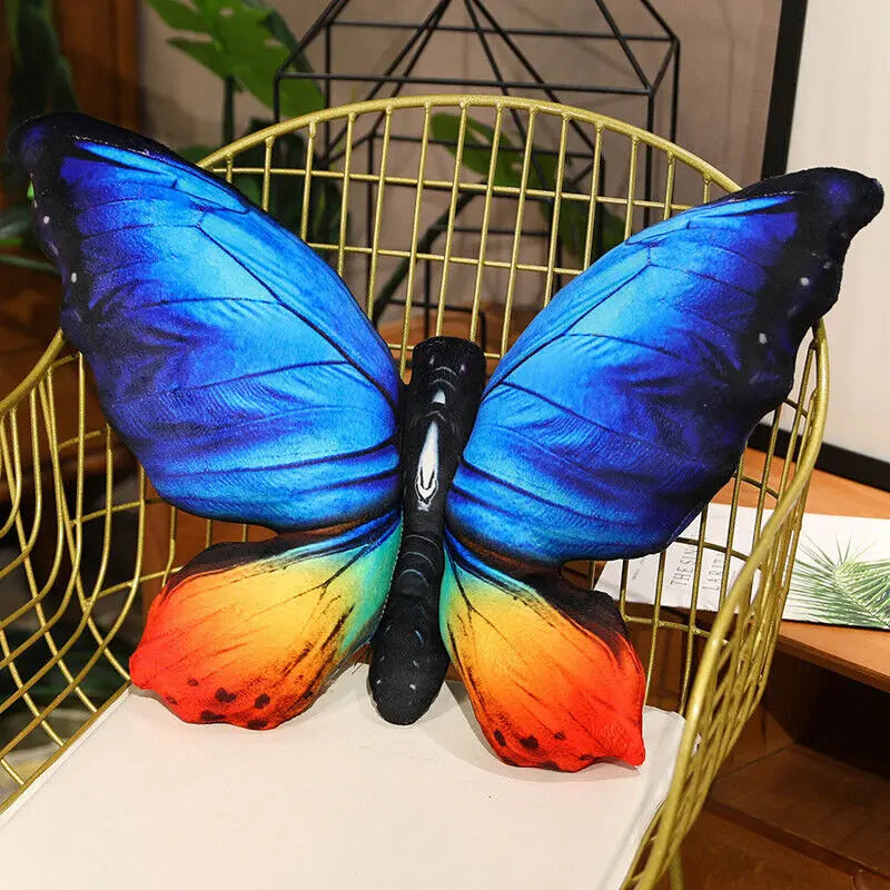 3D Colorful Printed Cartoon Plush Butterfly Shape Polyester Cotton Throw Pillows/ Colors-Multicolor