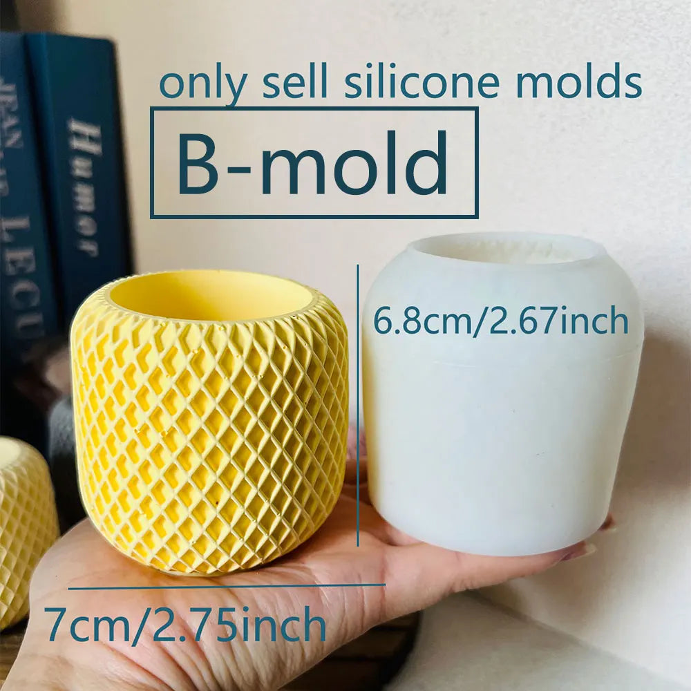 No-EN-Name-Null Small Geometric White Round Ceramic-Like Flowerpot Silicone Milky White Craft Molds