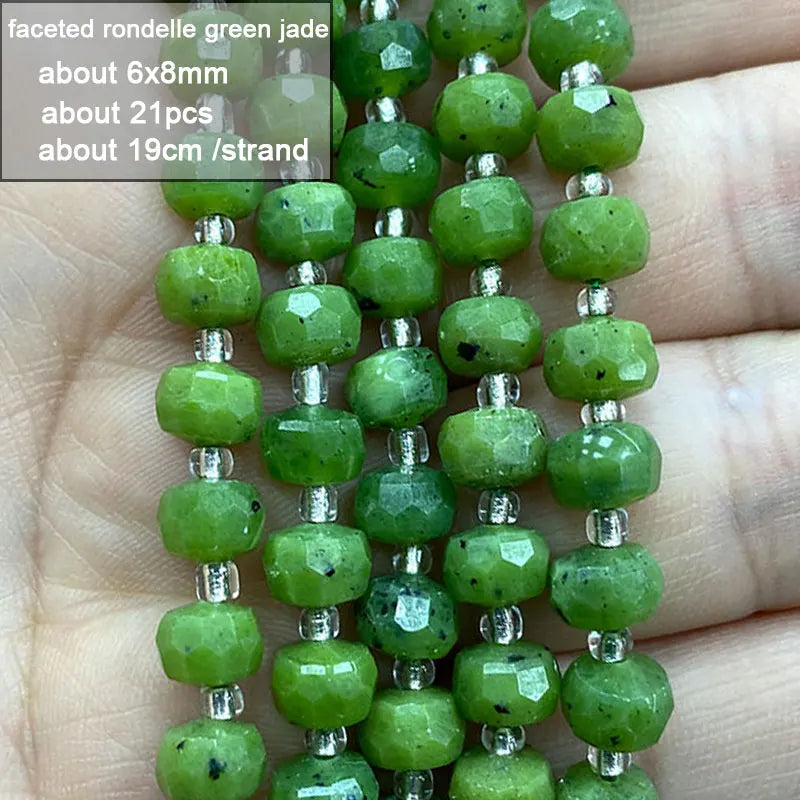 Wholesale 100% Natural Green Jade Cylinder Square Irregular Faceted Round Stone Beads for Jewelry Making Diy Bracelet Charms