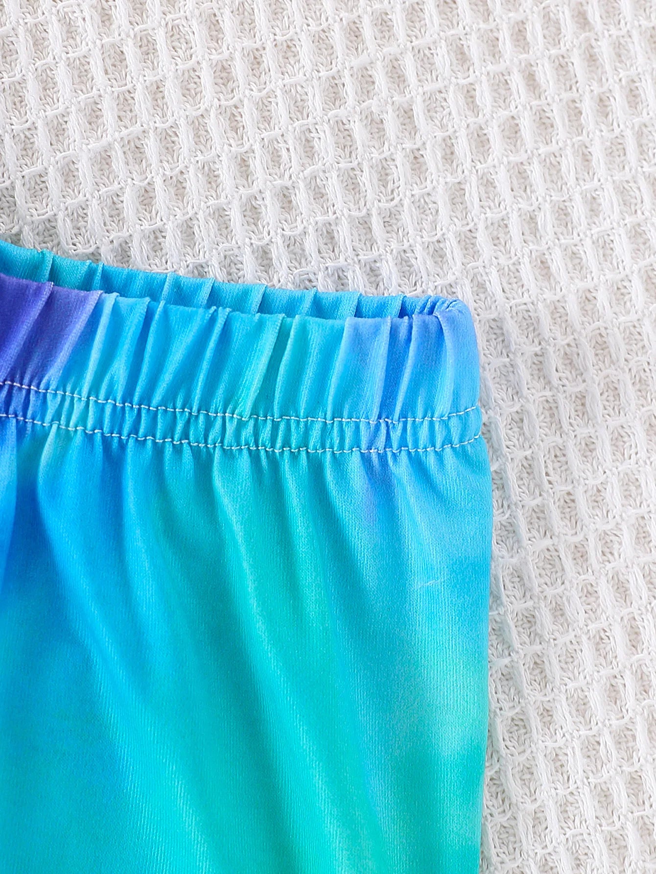 No-EN-Name-Null 2 PCS Preschool Girls Tie-Dyed Multicolor Polyester Fabric O-Neck Pullover Summer Heart Pattern Shorts Sets/Ages: 4-6 Years Old/Colors-Blue/Pink/Multicolor/Tie-Dyed