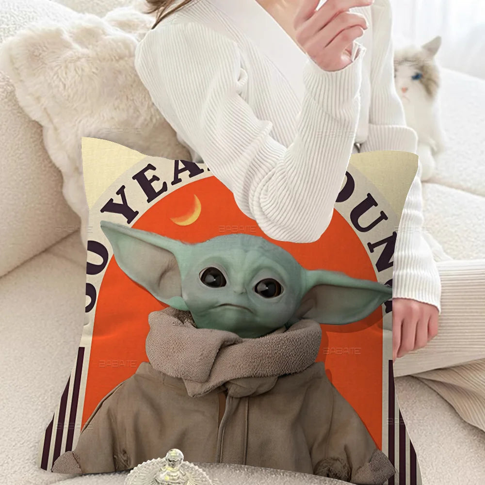 Printed B-Baby-Yoda S Throw Pillowcase Covers/Colors-Multicolor/Blue/Brown/Green