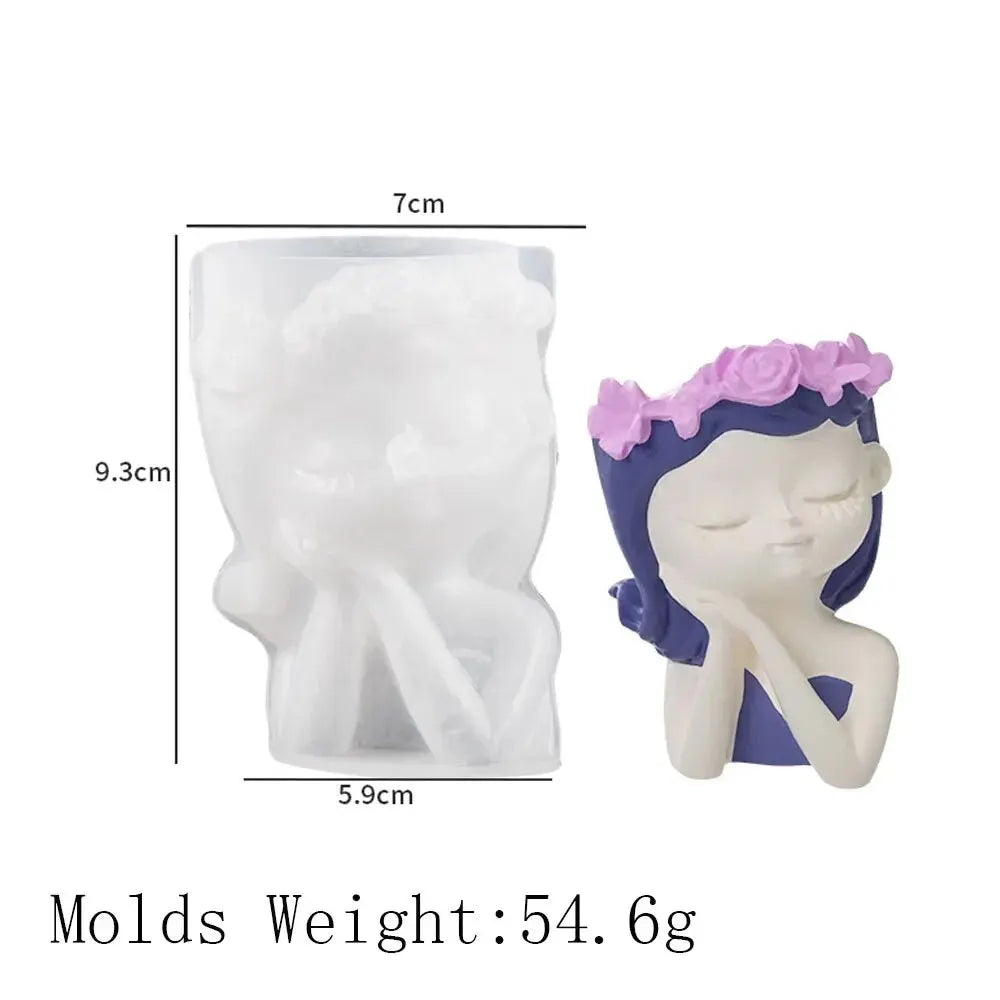 Milky Garland Girls Sleeping Beauty Potted Silicone Craft Molds
