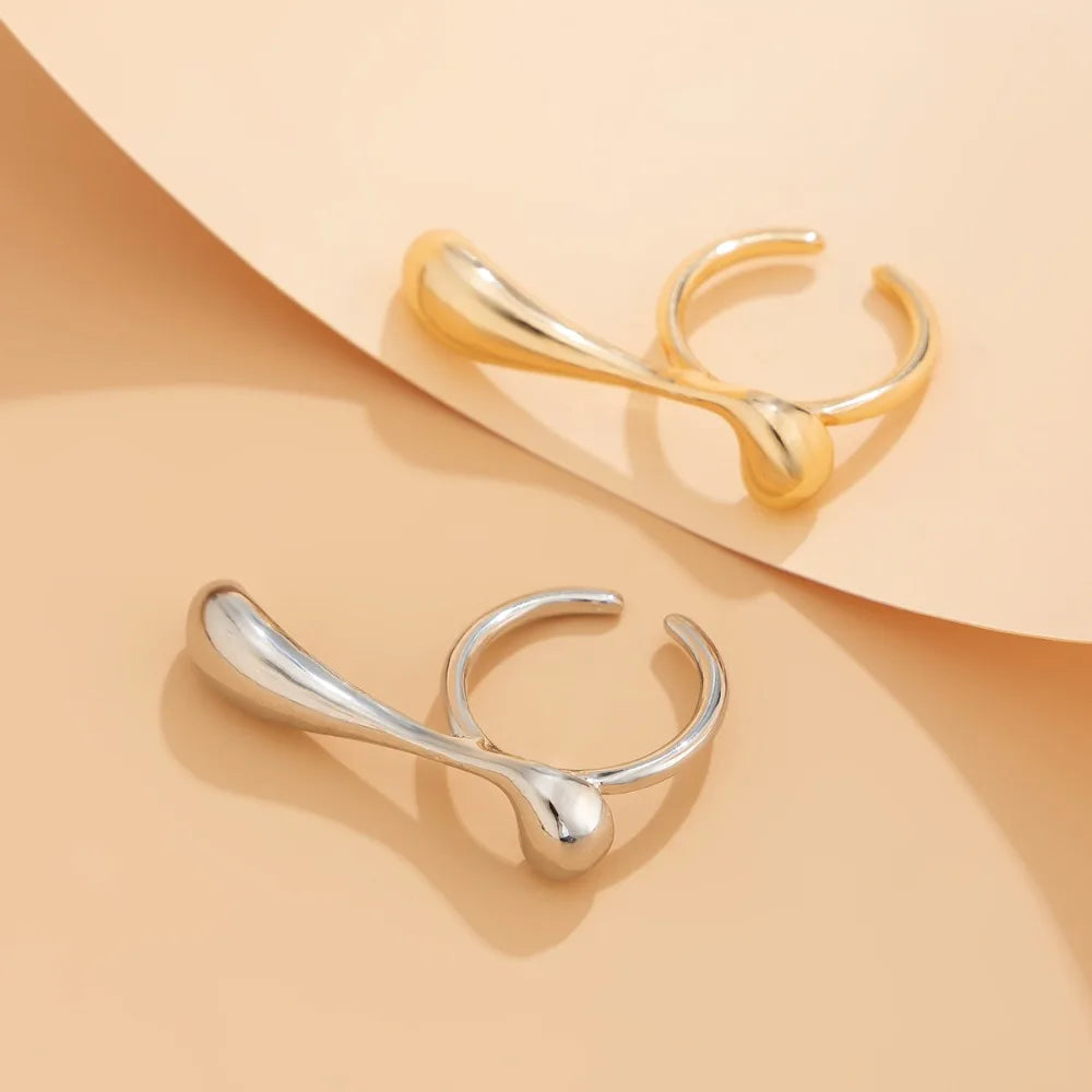 Adult Women Stainless Steel Metal Geometric Gold-Silver French Irregular Split Imitation Charm Rings