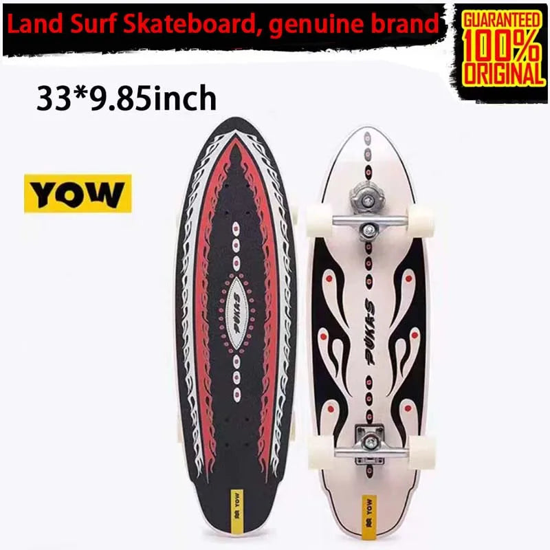 YOW Whole Kits Land Surf Skateboard Longboards w/ Trucks Wheels Bearings/And Tool/Colors-Black/Blue/Red/Striped/Yellow/Multicolor
