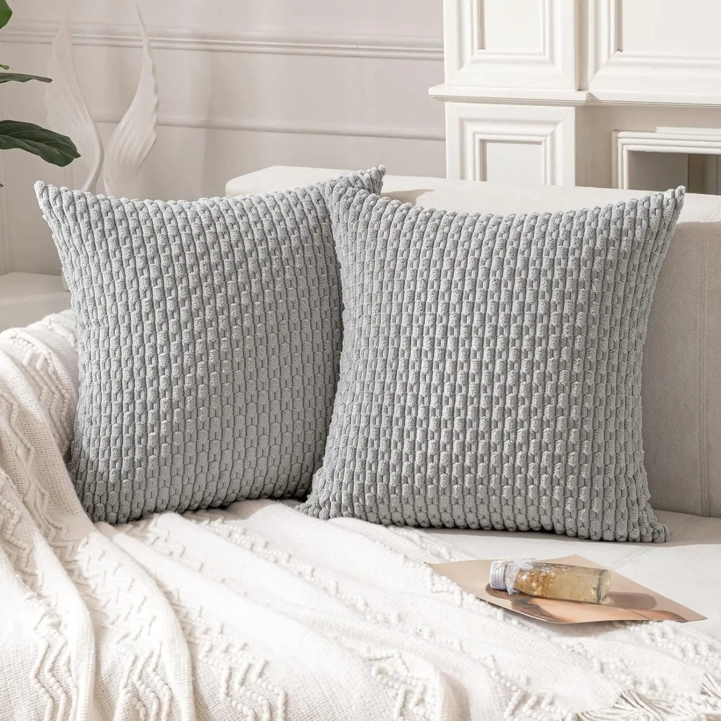 Polyester Striped Solid Throw Pillow Cover 20x20 Inches/Colors-Striped Solid Green/Striped Khaki/Striped Solid Dark Gray/Striped Solid Beige/Striped Solid Yellow/Striped Solid Pink/Striped Solid Orange/Striped Solid Gray