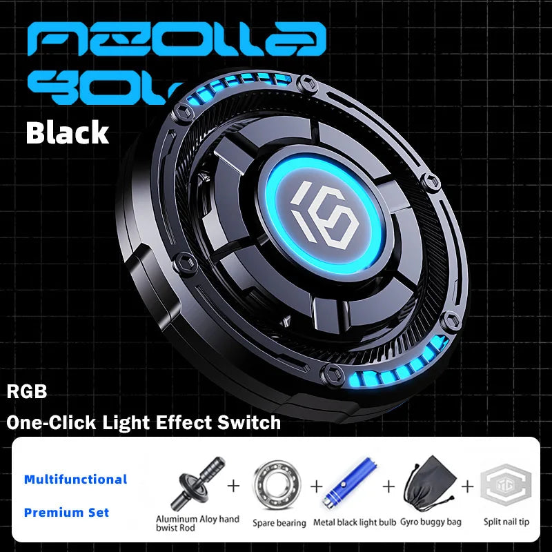 YIJOO 3 In 1 Round Aluminum Hand Twist RGB Mechanical Roulette Glowing Tricolor Switchable Lighting-Sound Effects Pushing Eye-Hand-Finger Spinning Toys/Colors-Black/Gray/Silver/Ages: Young Adults 13-18 + Years Older