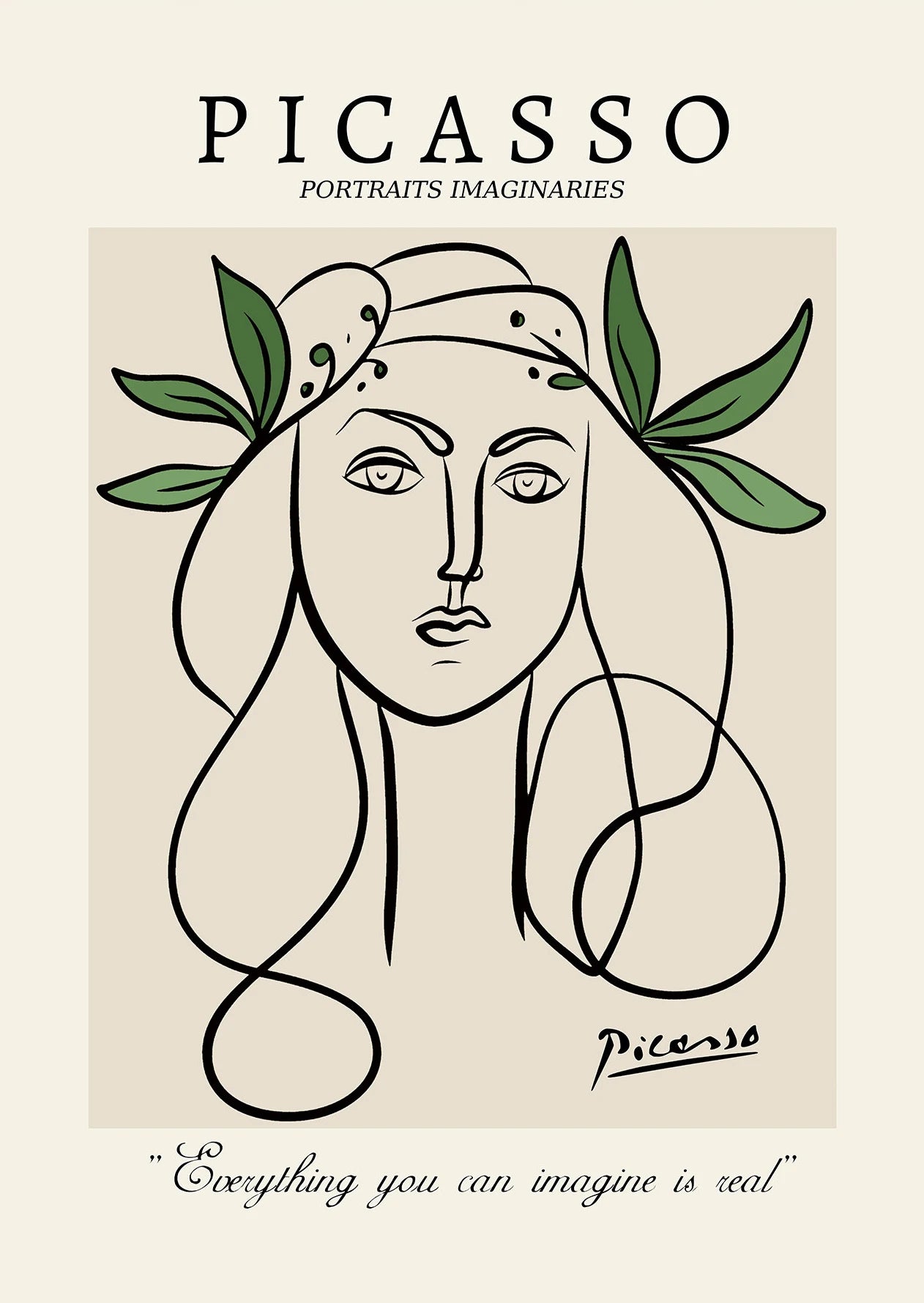 Unframed Rectangle Retro Watercolor Canvas Pablo Picasso Exhibition Prints/ 4 Sizes/Colors-Beige/Black/White/Multicolor