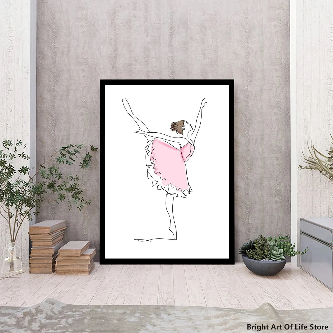 No-EN-Name-Null Modern Unframed Rectangle Waterproof Oil Canvas Pink-White Dancing Ballerina Ballet Dancer Art Posters