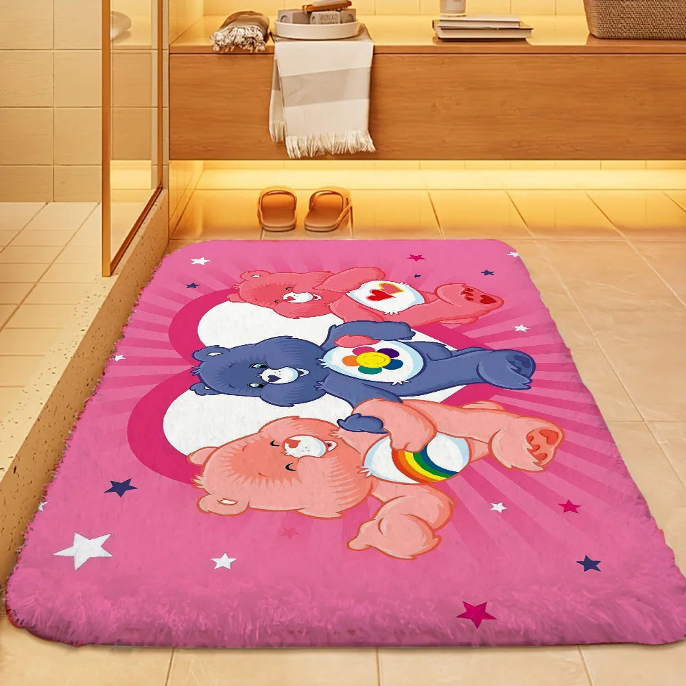 Non-Slip Fade Resistant Care Bears Theme Nylon Rectangle Floor Mats/Colors-Pink/Blue/Multicolor