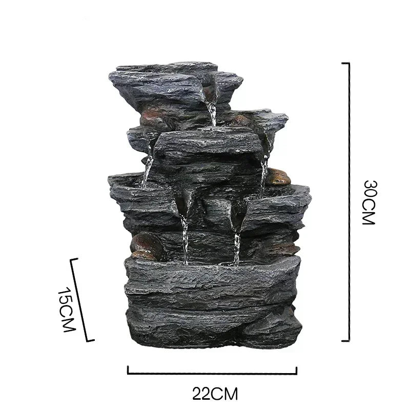 Relaxing water Sound 5-Step Rock Falls Indoor Waterfall garden outdoor decor rock tabletop fountain with led Light