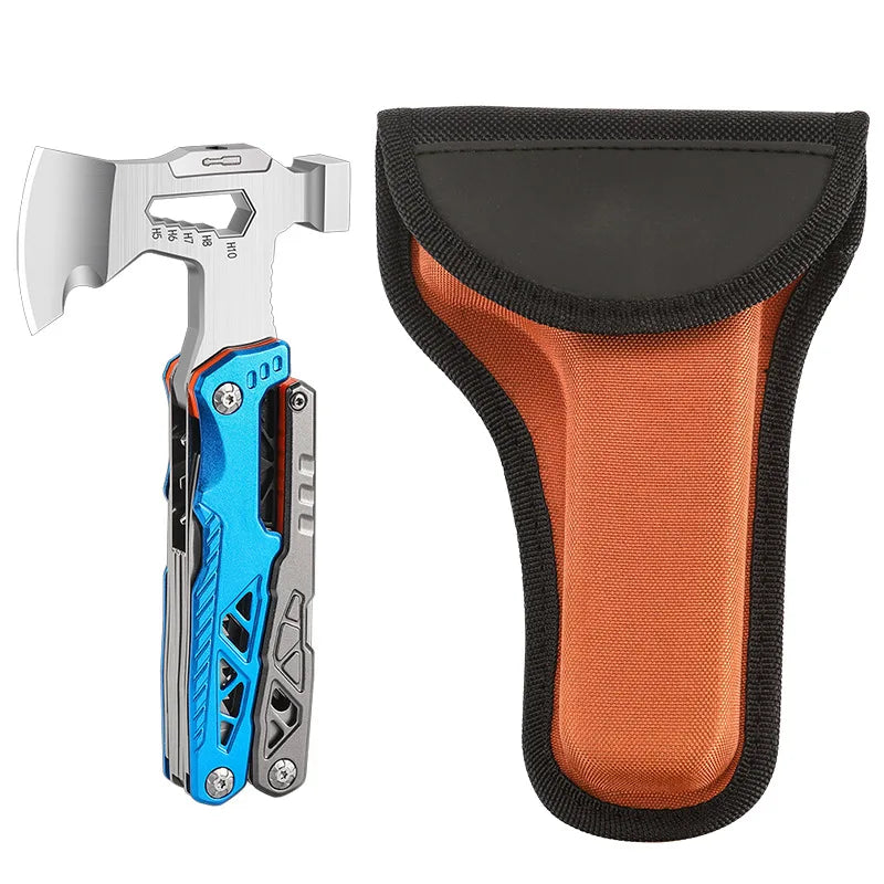 JIANLAI Outdoor Multifunctional Gray-Silver Stainless Steel Black Handle-Blue-Orange Hammer Axes/Colors-Silver/Blue/Orange/Black/Gray/Multicolor/Orange-Black Fabric Pouch Included
