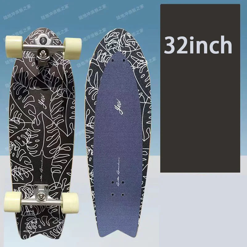 YOW Whole Kits Land Surf Skateboard Longboards w/ Trucks Wheels Bearings/And Tool/Colors-Black/Blue/Red/Striped/Yellow/Multicolor