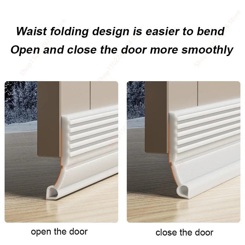 Waterproof Self-Adhesive Flexible TPE Rubber Wind-Soundproof Door Bottom Sealing Strips/Colors-Gray/White/Brown