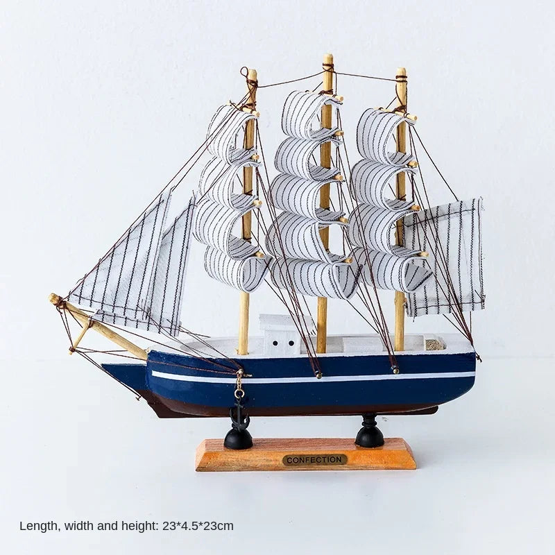 Wood/Fabric Nautical Sailboat Models/Colors-White/Black/Blue