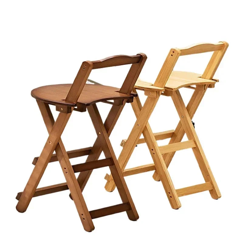 2pcs Durable Small Low Back Polished Bamboo Foldable Flat Bar Stools/Sizes: S-M-L/Beige/Brown