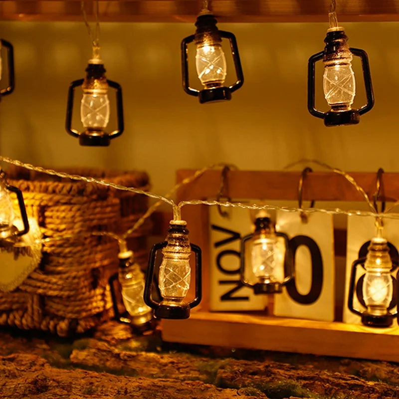 10/20/30/40 Led Lantern String Lights Mini Kerosene Lamp For Outdoor Patio Garden Holiday Wedding Party Christmas Decorations