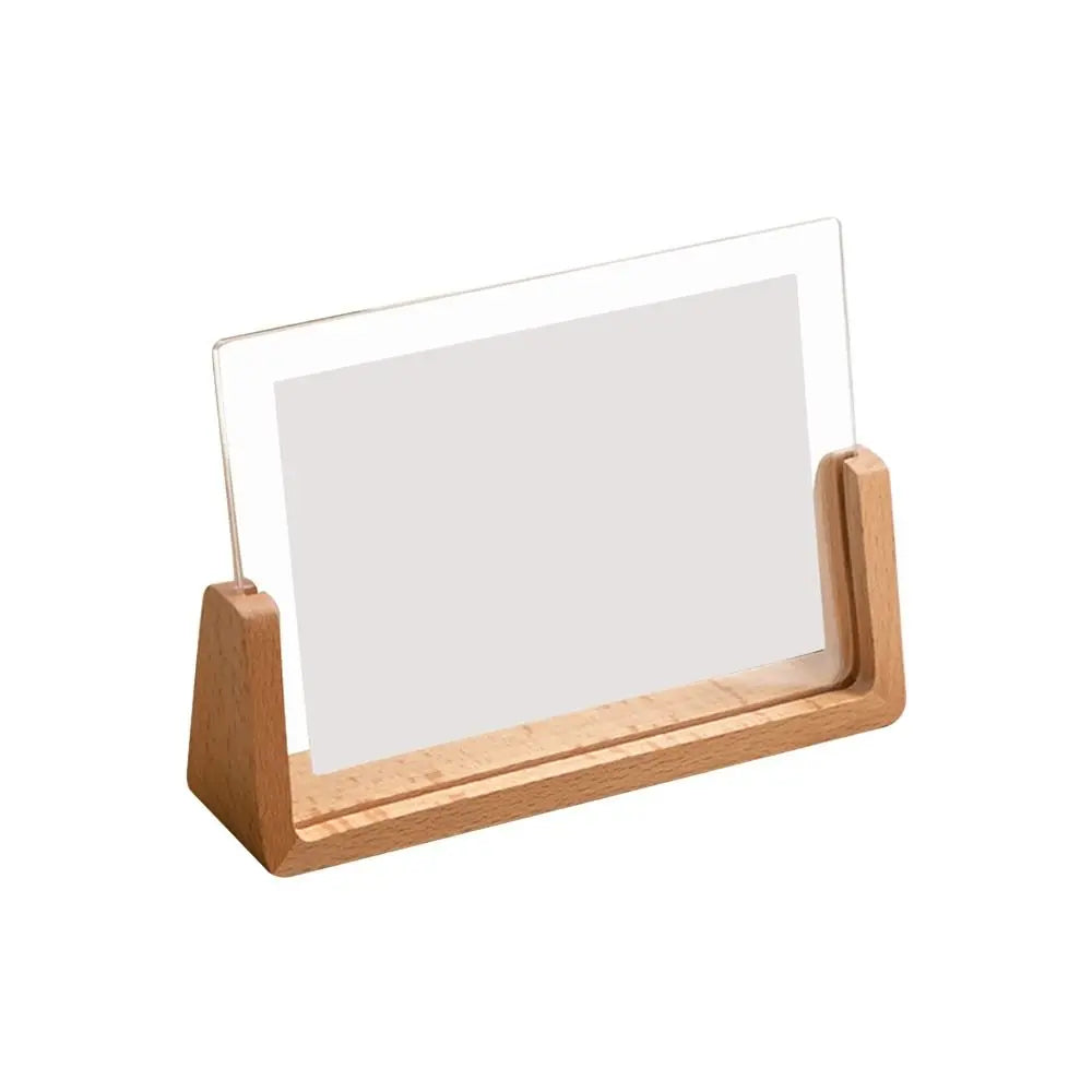 Flexible Strong Rectangle Clear Acrylic Brown Wood Base Photo Frames