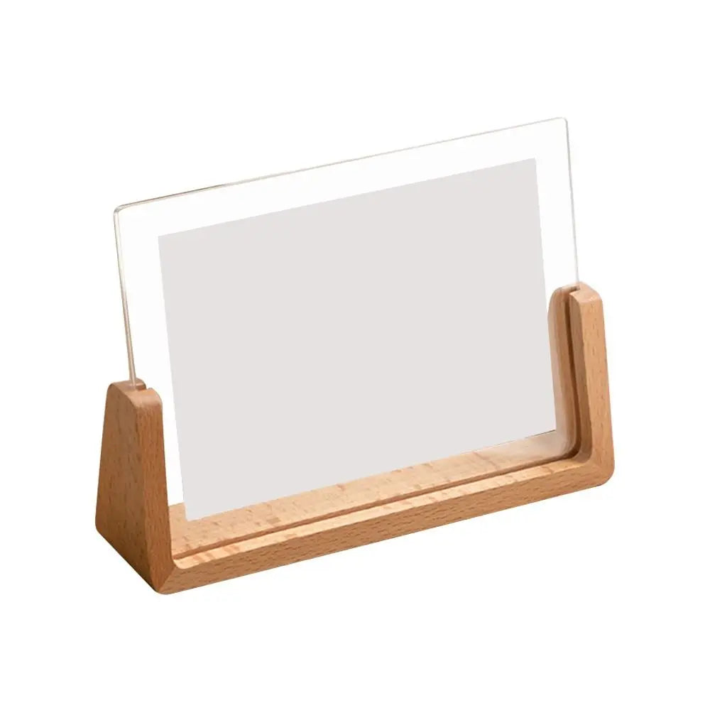 Flexible Strong Rectangle Clear Acrylic Brown Wood Base Photo Frames