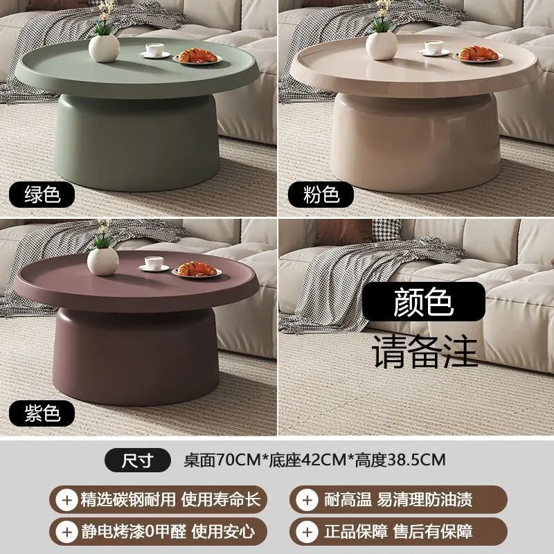 MODX Modern Multicolor Italian Nordic Round Shaped Glass Top Carbon Steel Design Frame-Wood Base Panels Coffee Tables/Size: 38.5x70x42cm