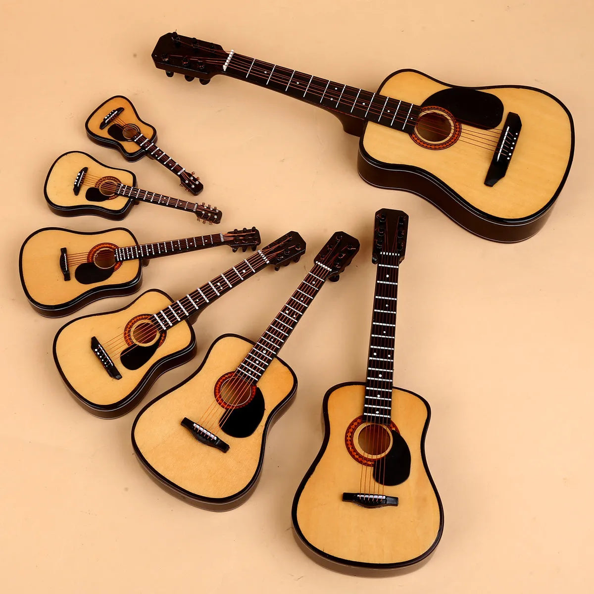 10cm Mini Folk Classical Wooden Guitar Models w /Metal Strings/Colors-Coffee/Blue/Yellow