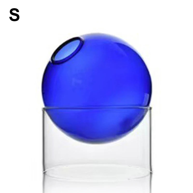 Mini Nordic Tabletop Borosilicate Glass Ecological Round Bottle Vases/Colors-White/Orange/Blue/Clear