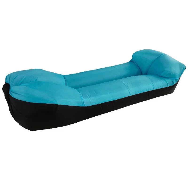 Outdoor Waterproof Inflatable Banana Shaped Oxford Cloth Polyester Fabric Lazy Pillow Air Sofa /Size: 200 x 240x 70cm/Weight Limit 400 kg (881 lbs)/Colors-Blue/Black/Brown/Beige/Gray/Geometric/Green/Multicolor