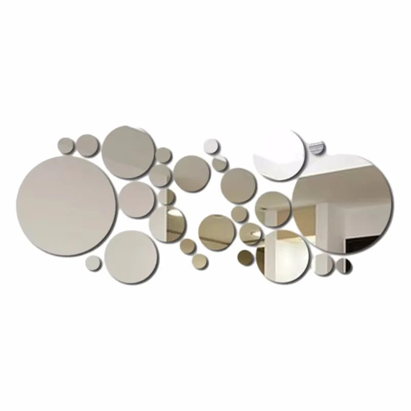 26pcs Classic Round Acrylic Mirror Wall Stickers/ Self-Adhesive/ Removable/Colors-Silver/Rose Gold/Red/Black/Yellow