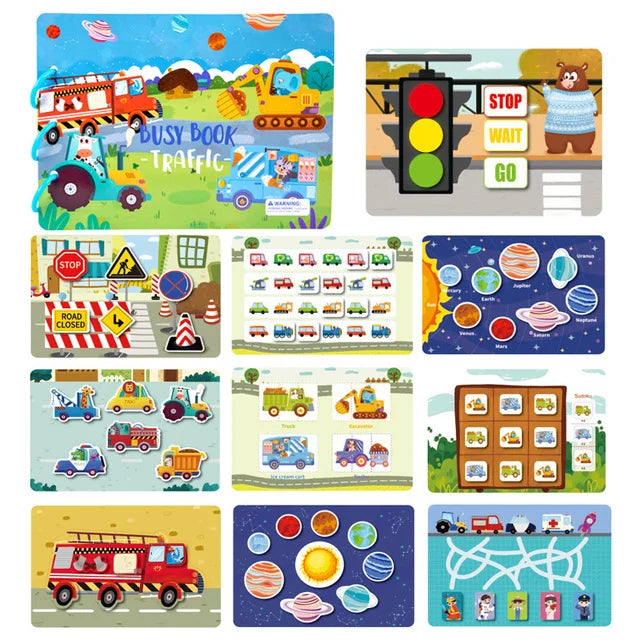 Montessori Kids Plastic Felt Fabric My First Quiet Busy Cardboard Early Education Matching Games Book /Ages: 3-Years-School-Age Older/ 15 Pages Book-30 Pages Book