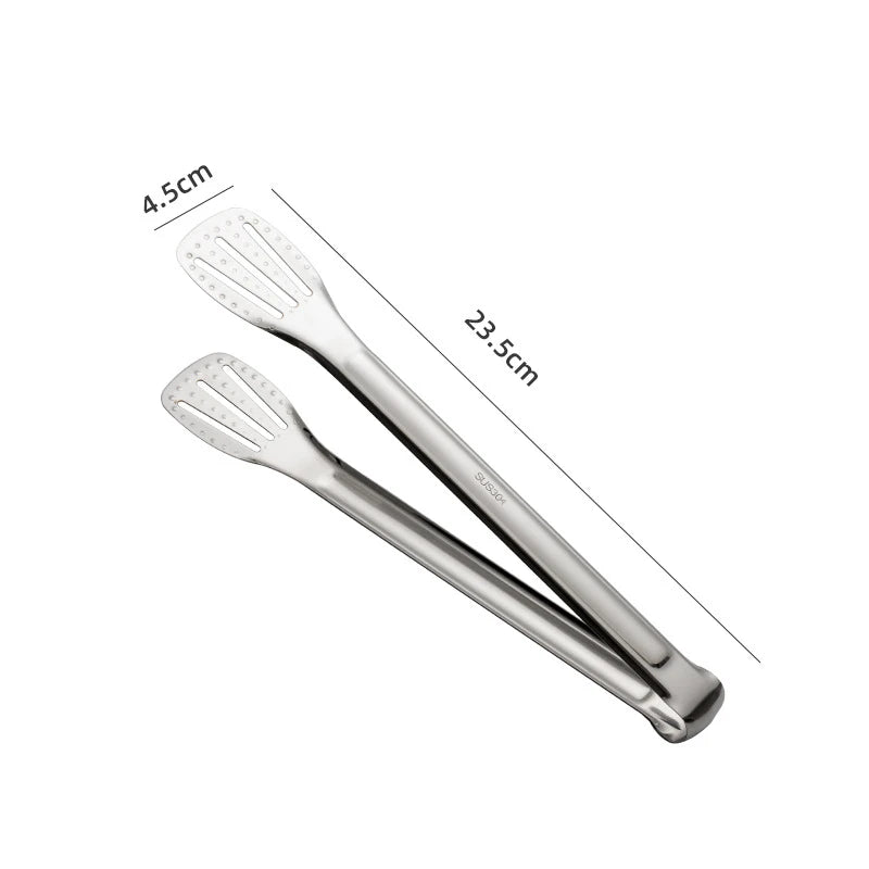 Kitchen Durable Stainless Steel BBQ Cooking Tongs/Colors-Gold/Black/Silver