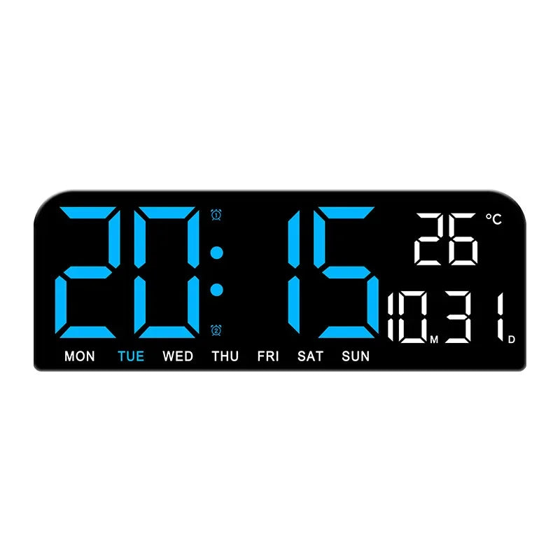 ABSTRACT Large Plastic Digital Temperature-Date-Week Display USB Countdown Wall-Mounted Dual Alarms LED Wall Clocks/Colors-Black/Geometric
