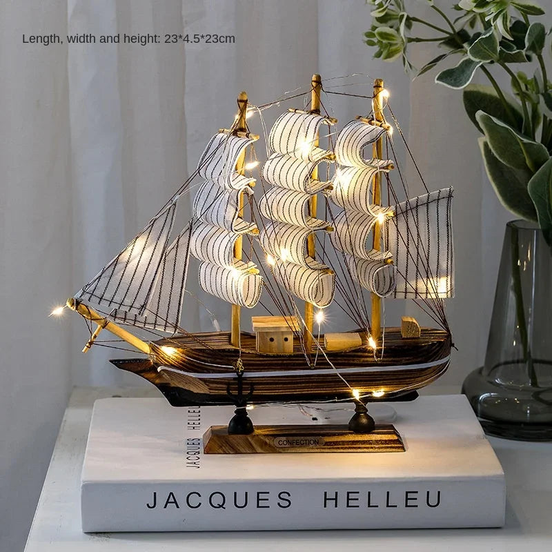 Wood/Fabric Nautical Sailboat Models/Colors-White/Black/Blue