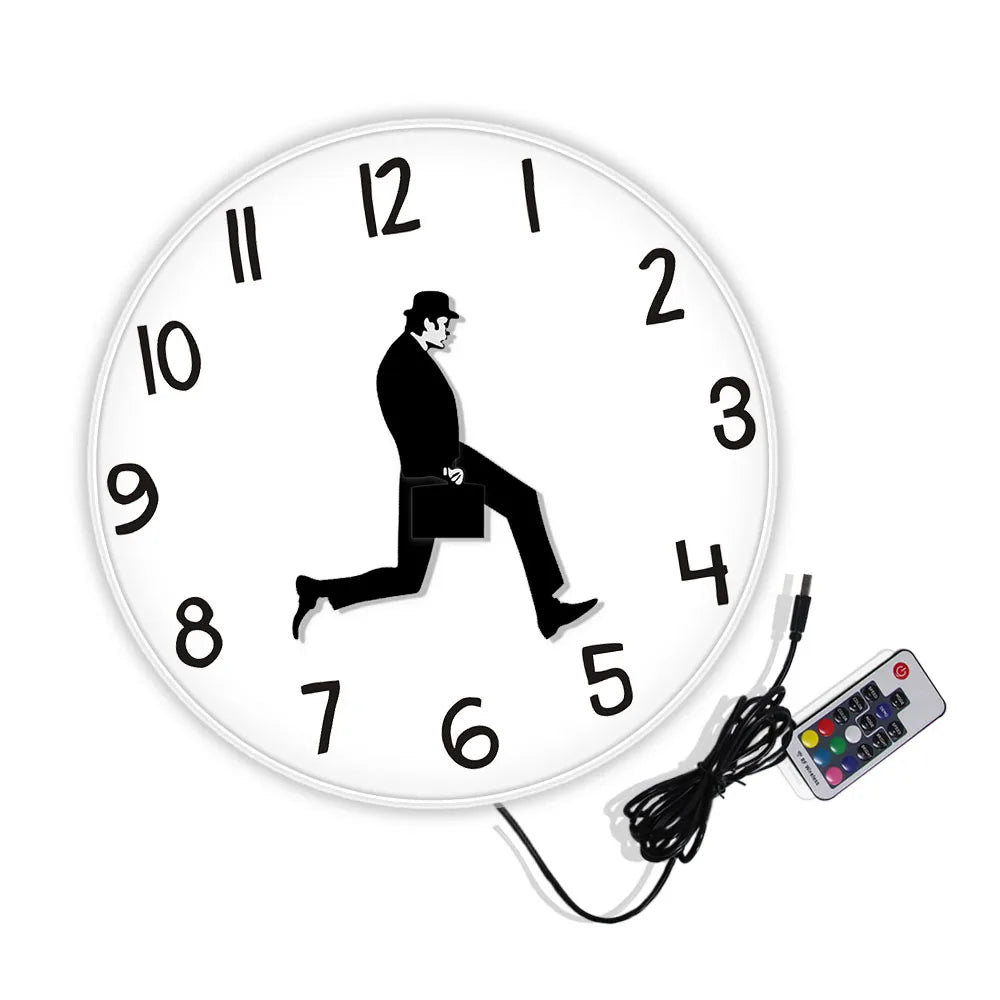Plastic Antique Style British Comedy Inspired Ministry Of Silly Walk Printed Wall Clocks/Colors-White/Purple/Red/Blue/Black