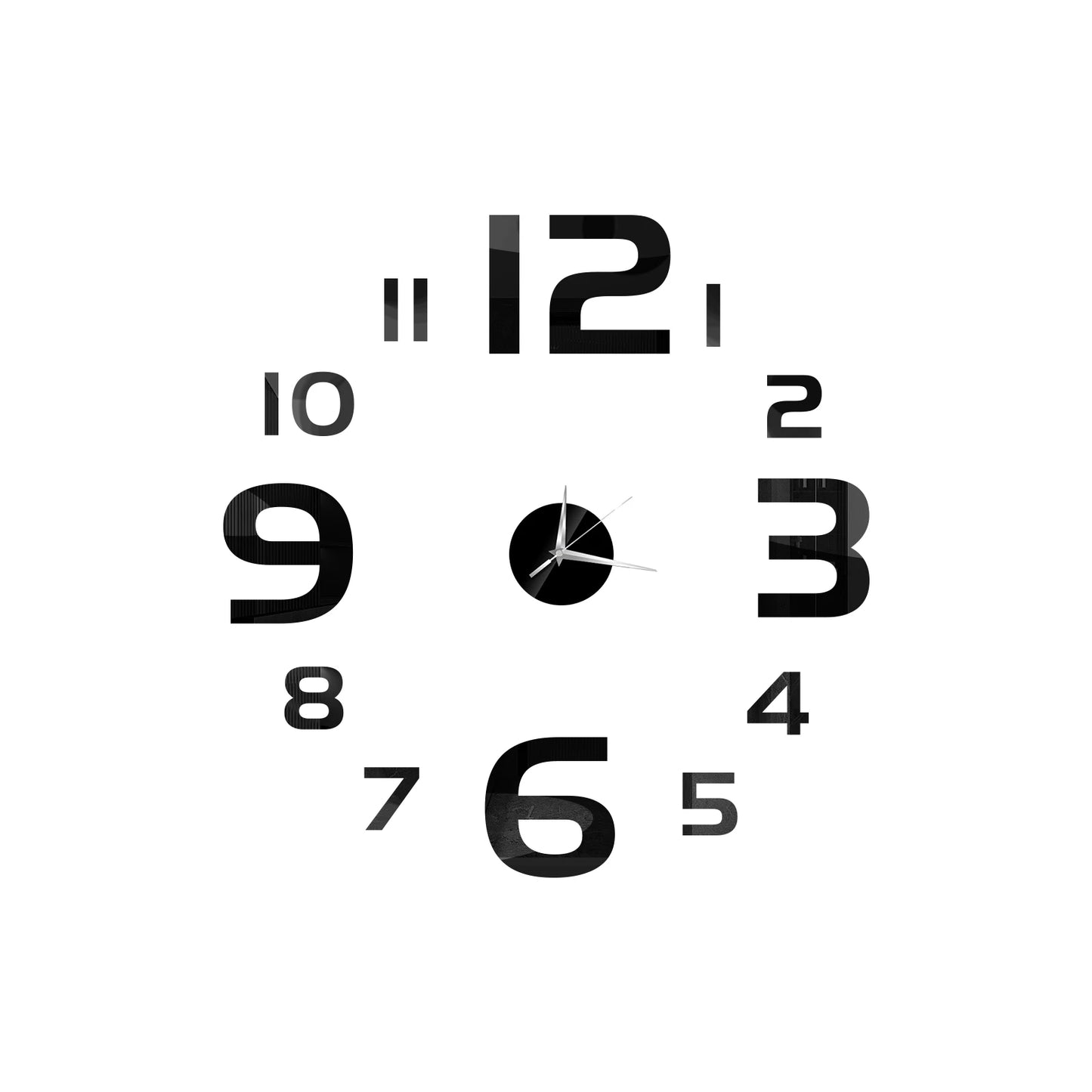 Self-Adhesive Waterproof Vapor-Proof Non-Toxic Safe Acrylic 3D Mirror Wall Clock Decals/Colors-Black/Silver/Gold