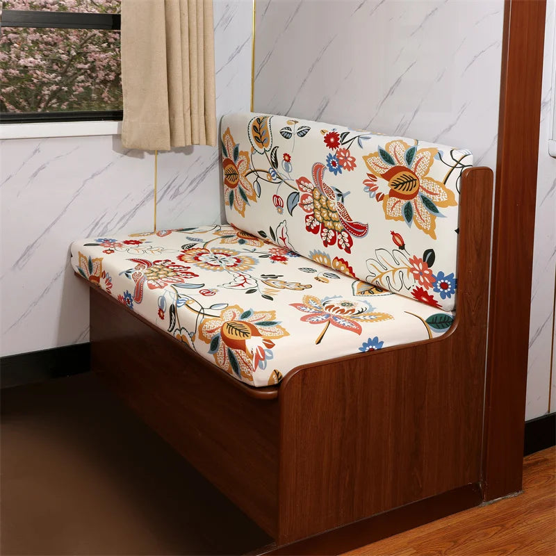 4 PCS Set Polyester Colorful Nordic Floral Flowers RV Camper Dinette Elastic Spandex Stretchy Armless Sofa Slipcovers