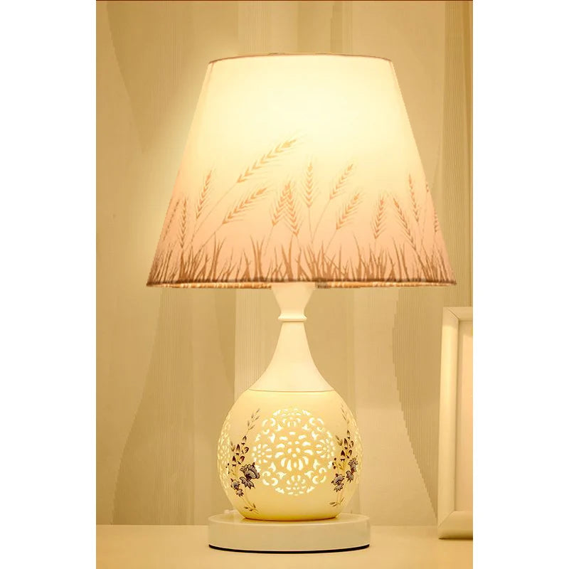 Modern Plastic Warm White LED European-Style Crystal Floral Fabric Shade Direction Up-Down Table Lamps/Colors-Yellow/Floral