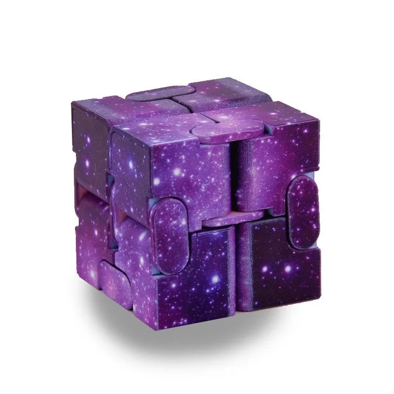 MEADE Teens-Adults Blue-Purple Plastic Square Transformable Twistable Fingertip Anti-Stress 3D Space Theme Flip Infinity Cube Mechanical Puzzle Toys/Ages: 13-18 Years Old Adults /Colors-Blue/Purple/Multicolor