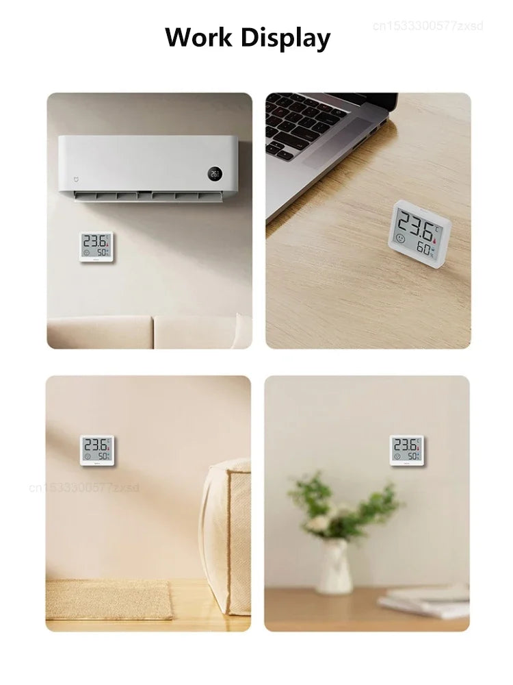 MIJIA DUKA Small Lightweight White Square Indoor LCD Electronic Temperature Humidity Thermometer Weather Built-In Sensor Standing-Wall Hanging Digital Hygrometer Clocks