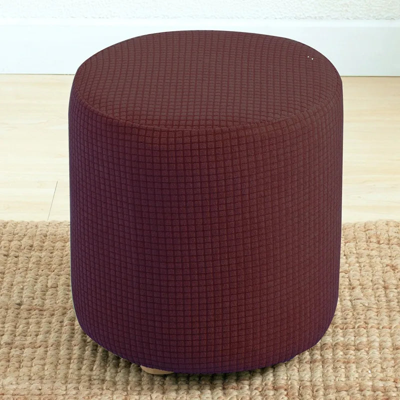 Round Polyester-Cotton Ottoman Stretch Elastic Slipcovers/Colors-Wine Red/Purple