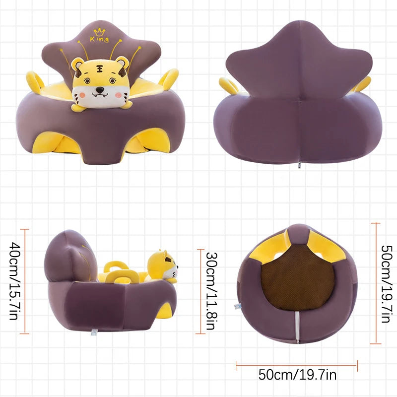 Babies Upholstered Super Soft Velvet Cartoon Animals Faces Learning To Sit Comfortable Plush Chairs/Ages: Fits 3 Months-2 Years Old/No Filling/Colors-Animals Multicolor