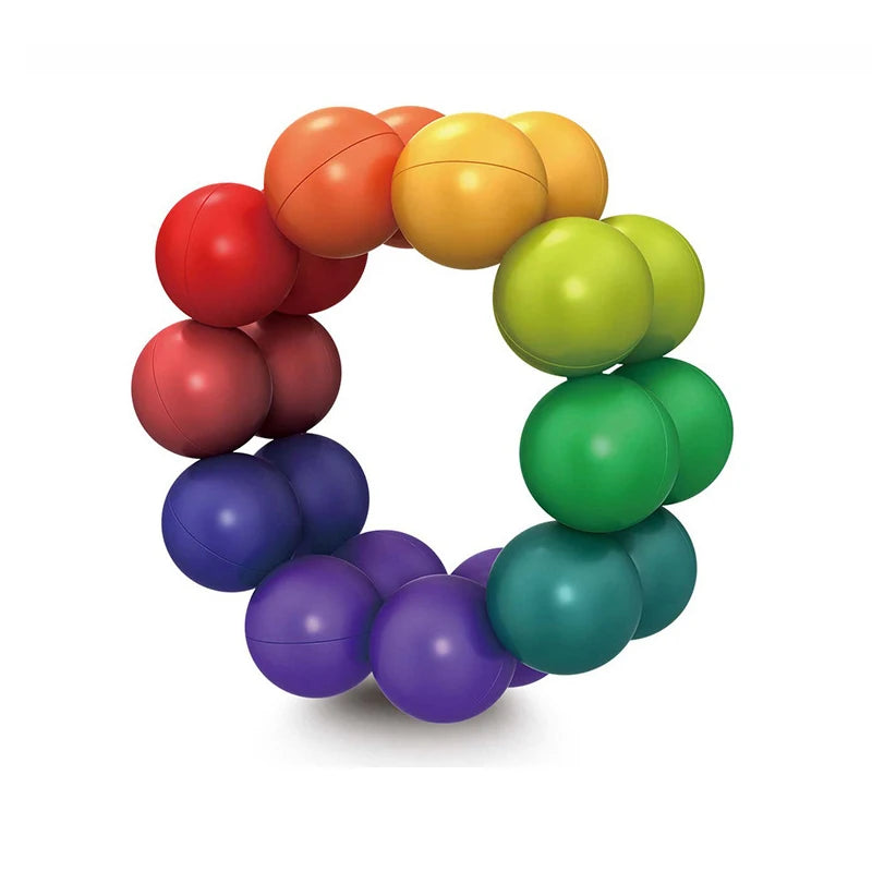 Colorful Rainbow Color Plastic Round Infinity Loop Balls Anxiety-Stress Free Educational Toys/Ages: 3-18 + Years Older