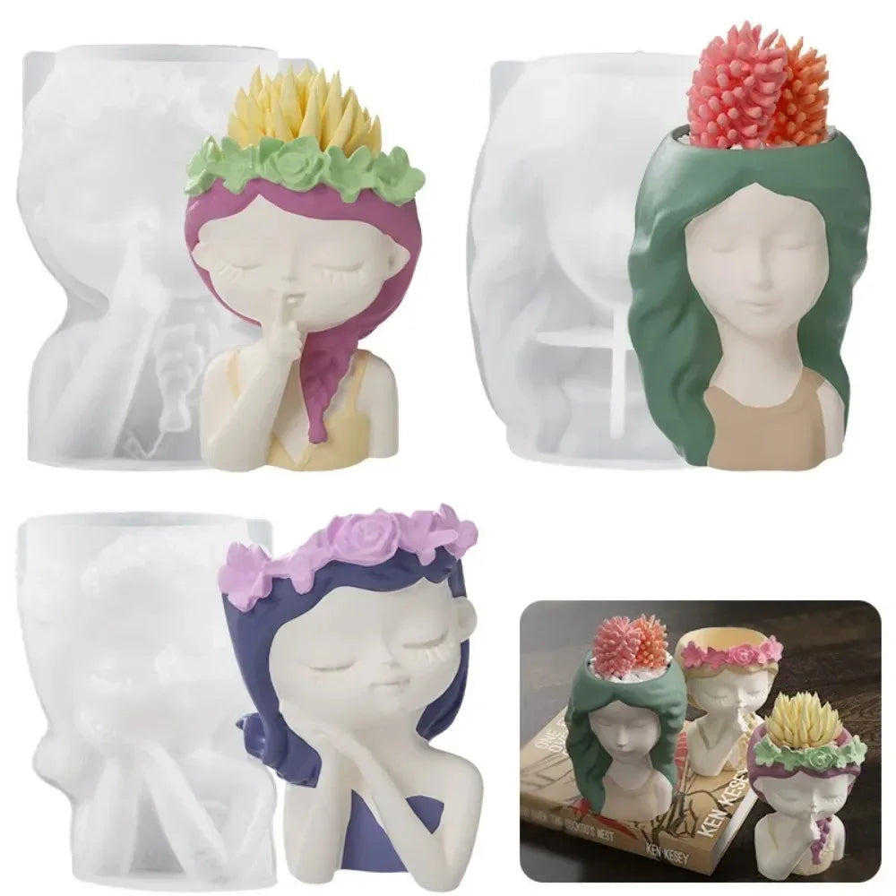 Milky Garland Girls Sleeping Beauty Potted Silicone Craft Molds
