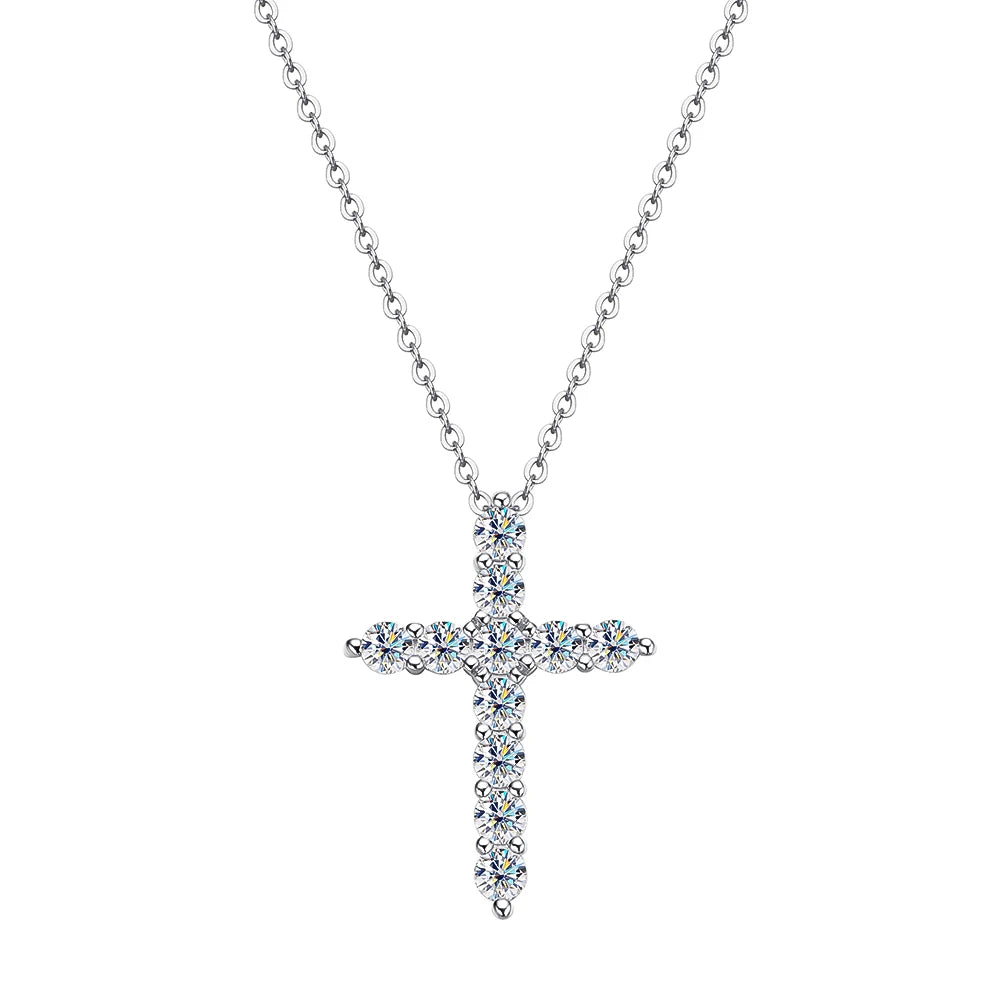 OEVAS 100% 925 Sterling Silver 2.5-5MM Cross Moissanite Necklace Pendant For Women Birthday Anniversary Gifts Fine Jewelry