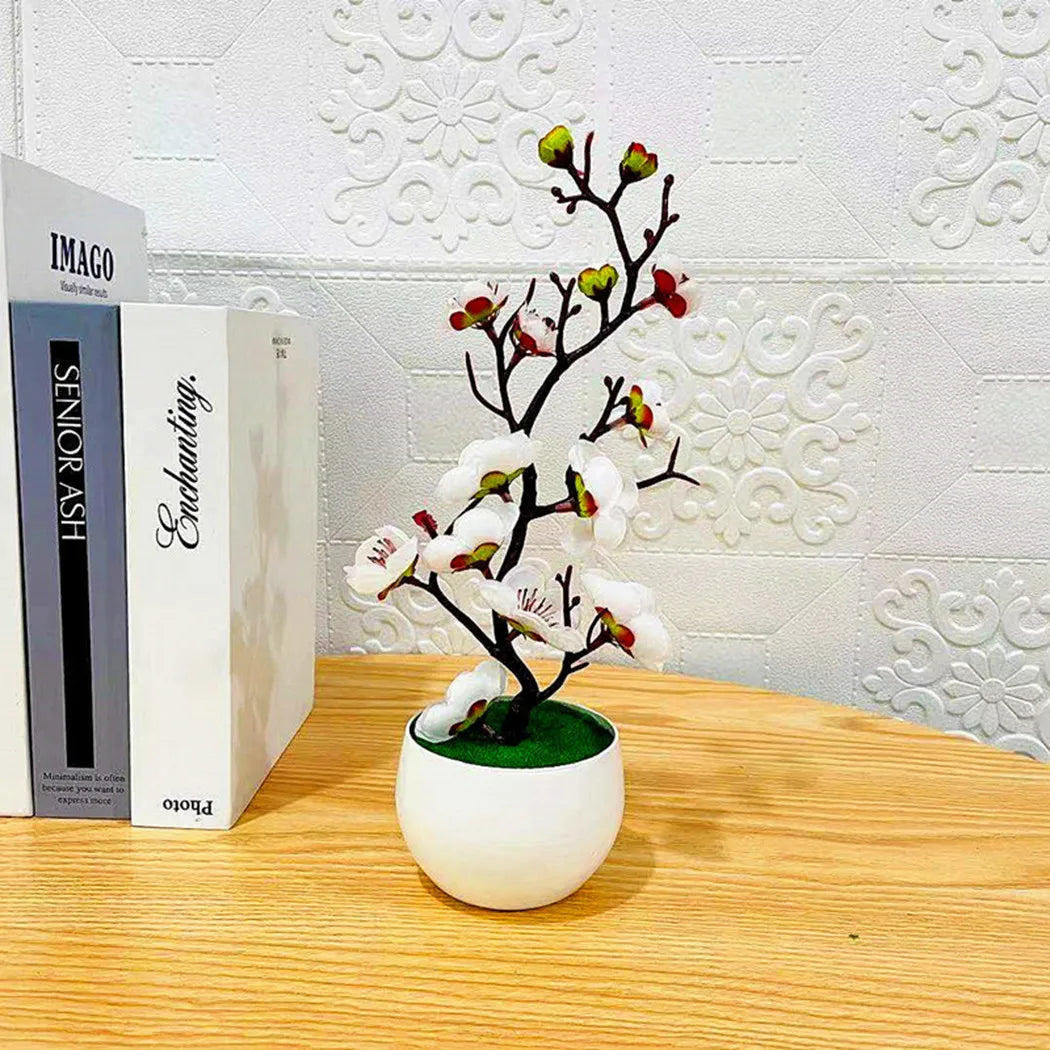 Plastic Rosales Bonsai Plum Blossom Artificial Potted Plants/Colors-Floral/Red