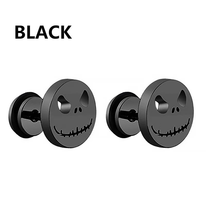 Unisex Metal Stainless Steel Imitation Black Studded Punk Earrings