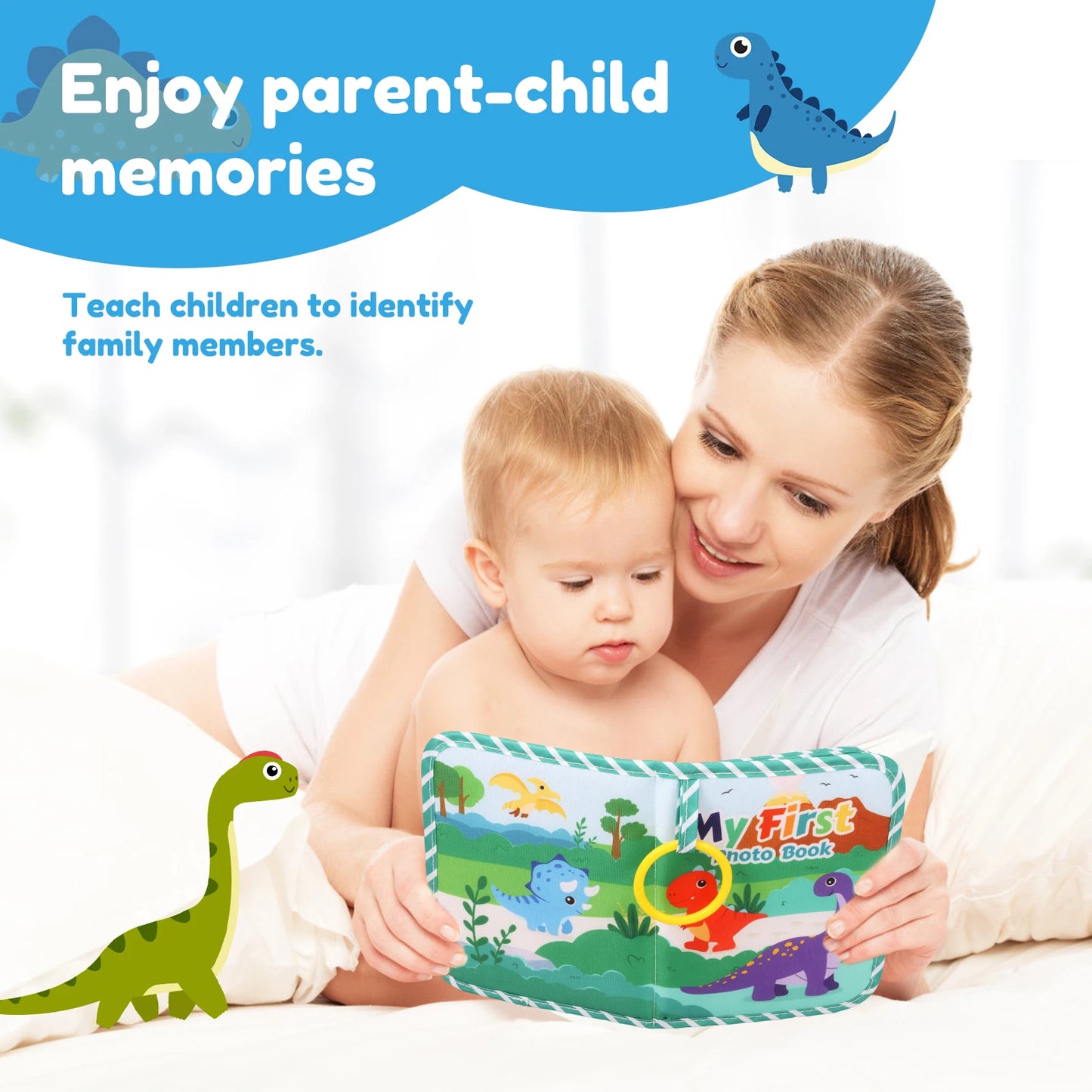 Babies Green Cartoon Flying Pterodactyl-Dinosaurs My First Year Photo Book Soft Cloth Case Fabric Loose-Leaf Transparent Bag Mirror 17 Photo Albums/Versatile Round Hook/Ages: Babies 0-24 Months